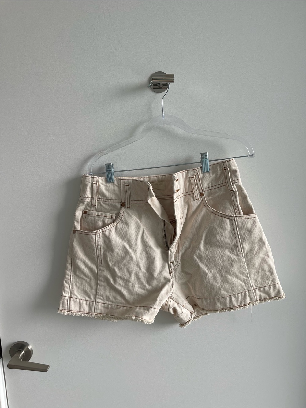 Ulla Johnson Cream High-Waist Denim Shorts